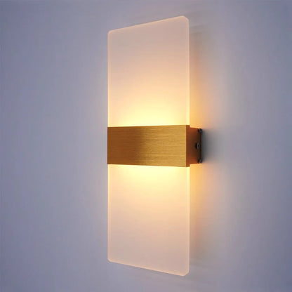 Modern Minimalist LED Wall Light - Rectangular Acrylic & Aluminum, 12W, Indoor Sconce for Bedroom