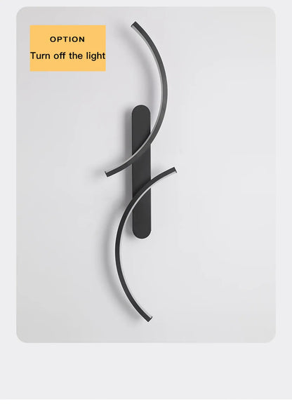 Moderne S-förmige LED-Wandleuchte mit zwei Lichtbögen – Schwarzes Mondlicht-Design, 3-farbige Dimmfunktion, Aluminium & Silikon