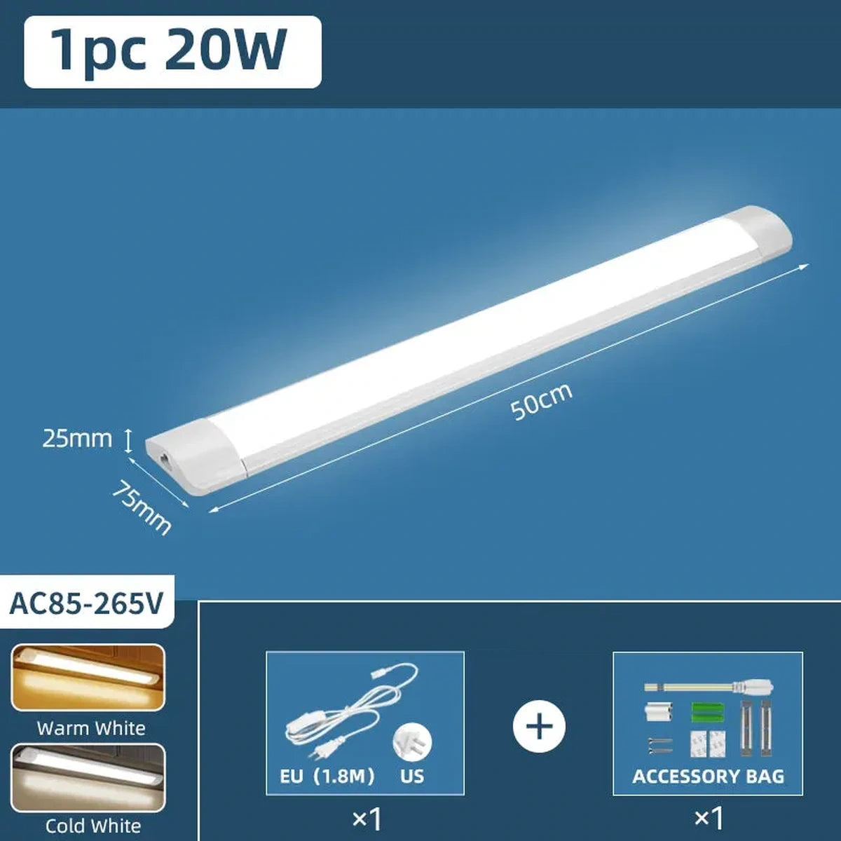 Moisture-Proof Under Cabinet LED Light Bar - Waterproof Dustproof, Super Bright