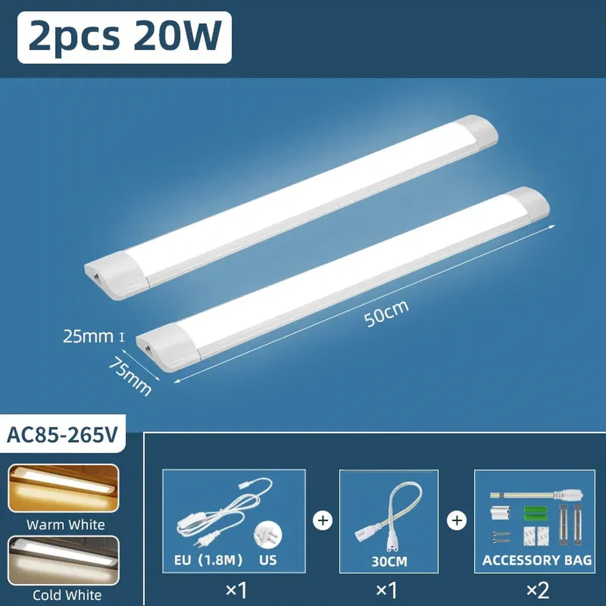 Moisture-Proof Under Cabinet LED Light Bar - Waterproof Dustproof, Super Bright