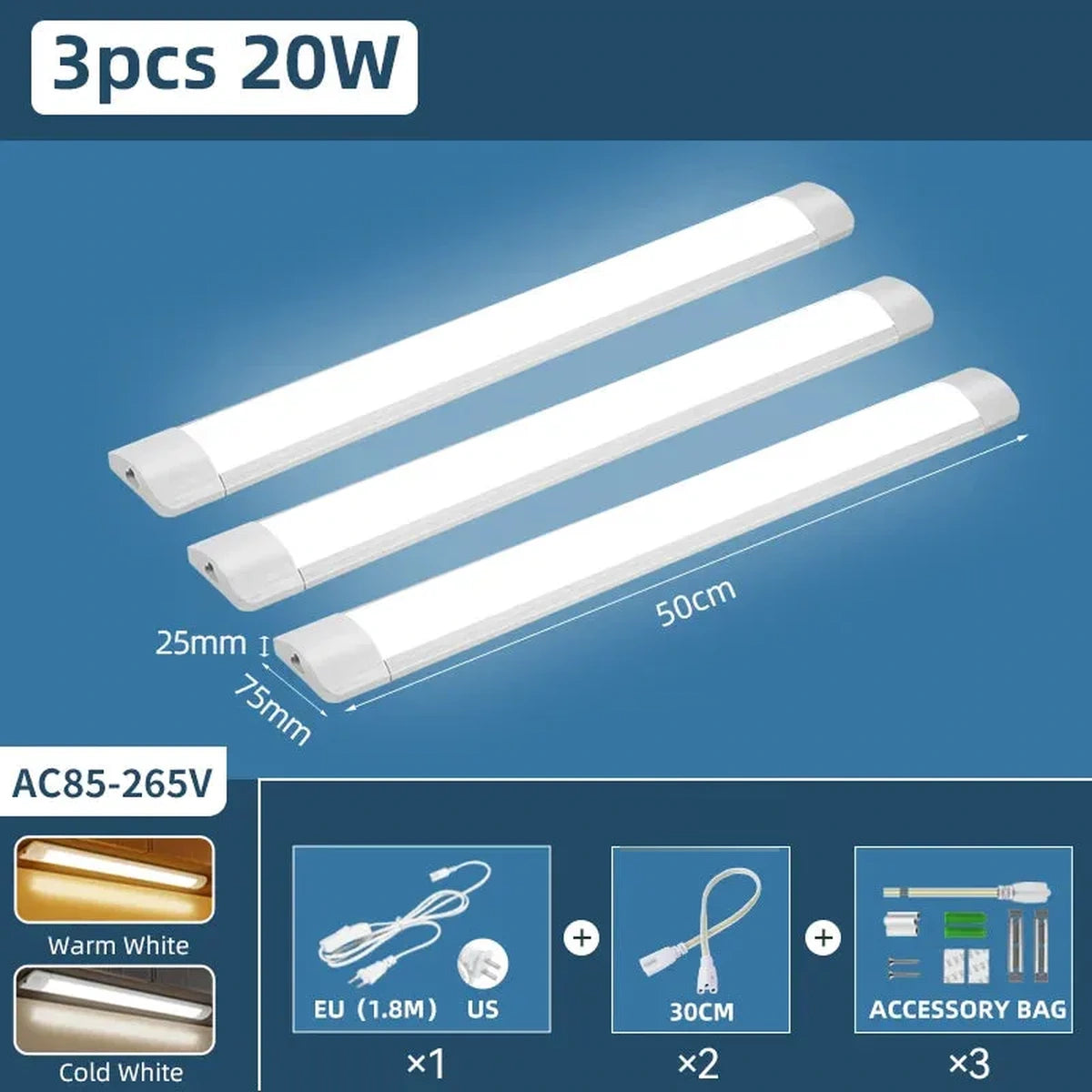 Moisture-Proof Under Cabinet LED Light Bar - Waterproof Dustproof, Super Bright
