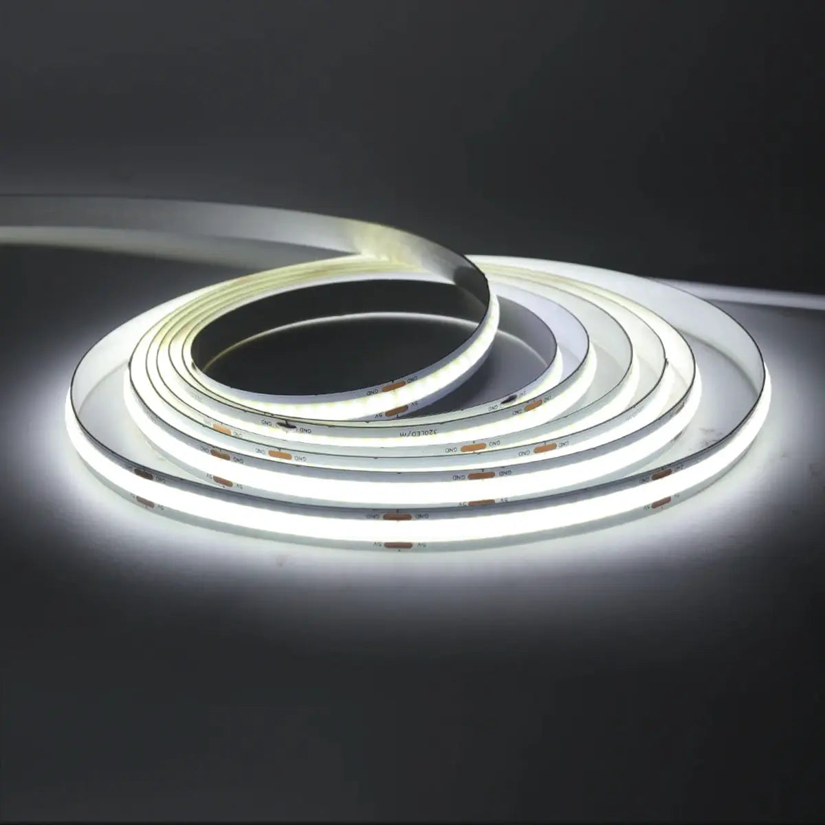 Motion Sensor COB LED Strip Light - Battery-Powered, 320 LEDs/m, Multi-Color, 3mm/5mm/8mm