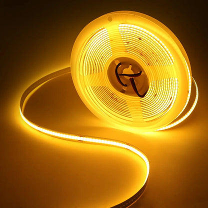 Motion Sensor COB LED Strip Light - Battery-Powered, 320 LEDs/m, Multi-Color, 3mm/5mm/8mm