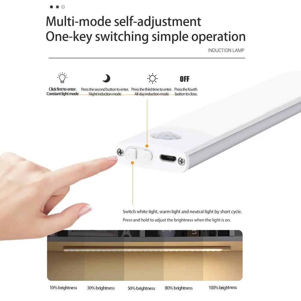 Motion Sensor Under Cabinet LED Light Bar With Battery Operated TypeC Rechargeable - Lumaz