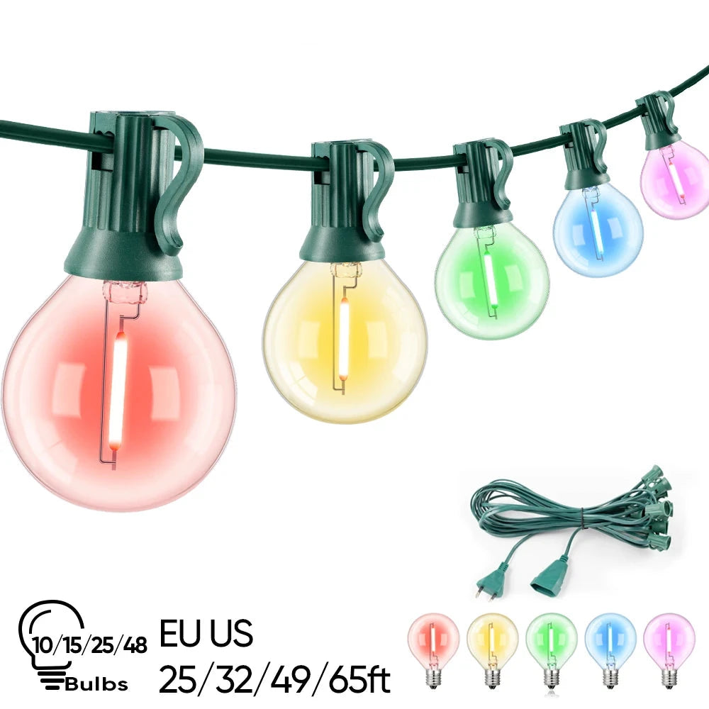 Multicolor G40 Outdoor String Lights, 110V Led String Light Waterproof Connectable - Lumaz