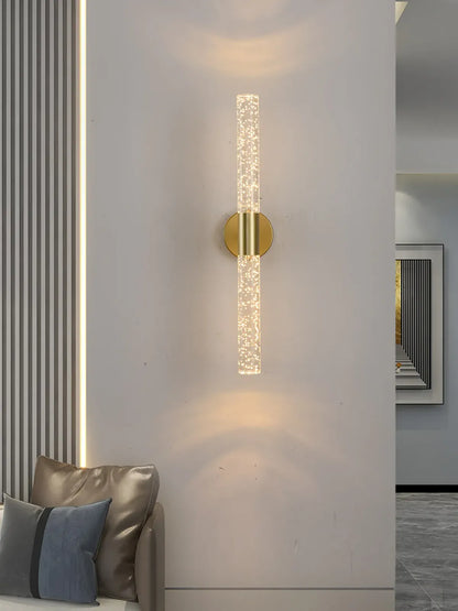 LED-Wandleuchte Nordic Crystal Bubble Rod – Aluminiumsockel, nach oben und unten gerichtete Beleuchtung, Schwarz/Gold