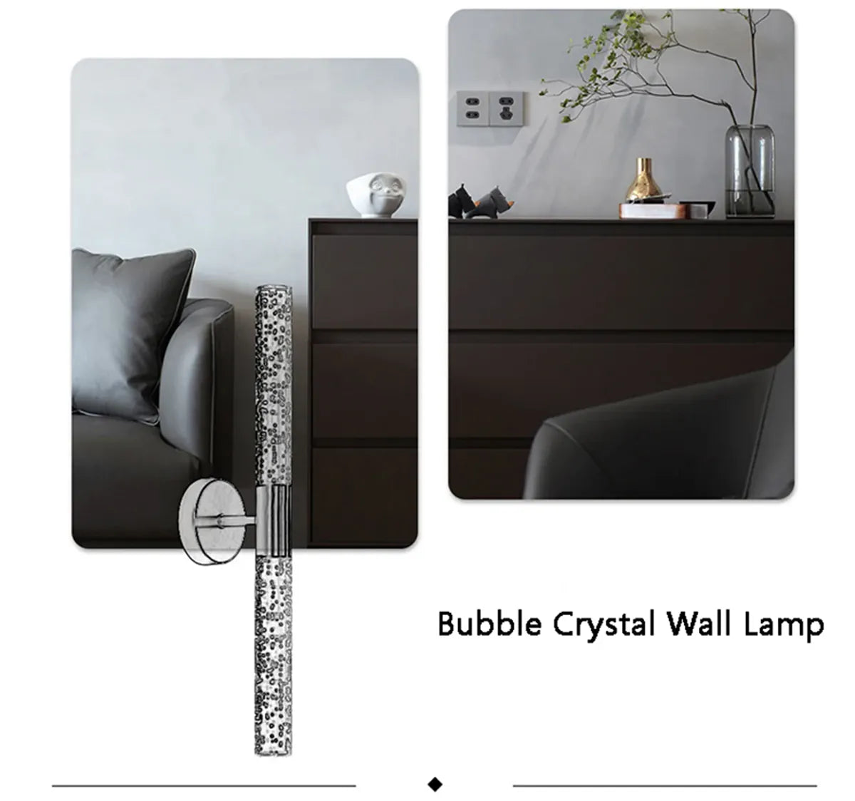 LED-Wandleuchte Nordic Crystal Bubble Rod – Aluminiumsockel, nach oben und unten gerichtete Beleuchtung, Schwarz/Gold