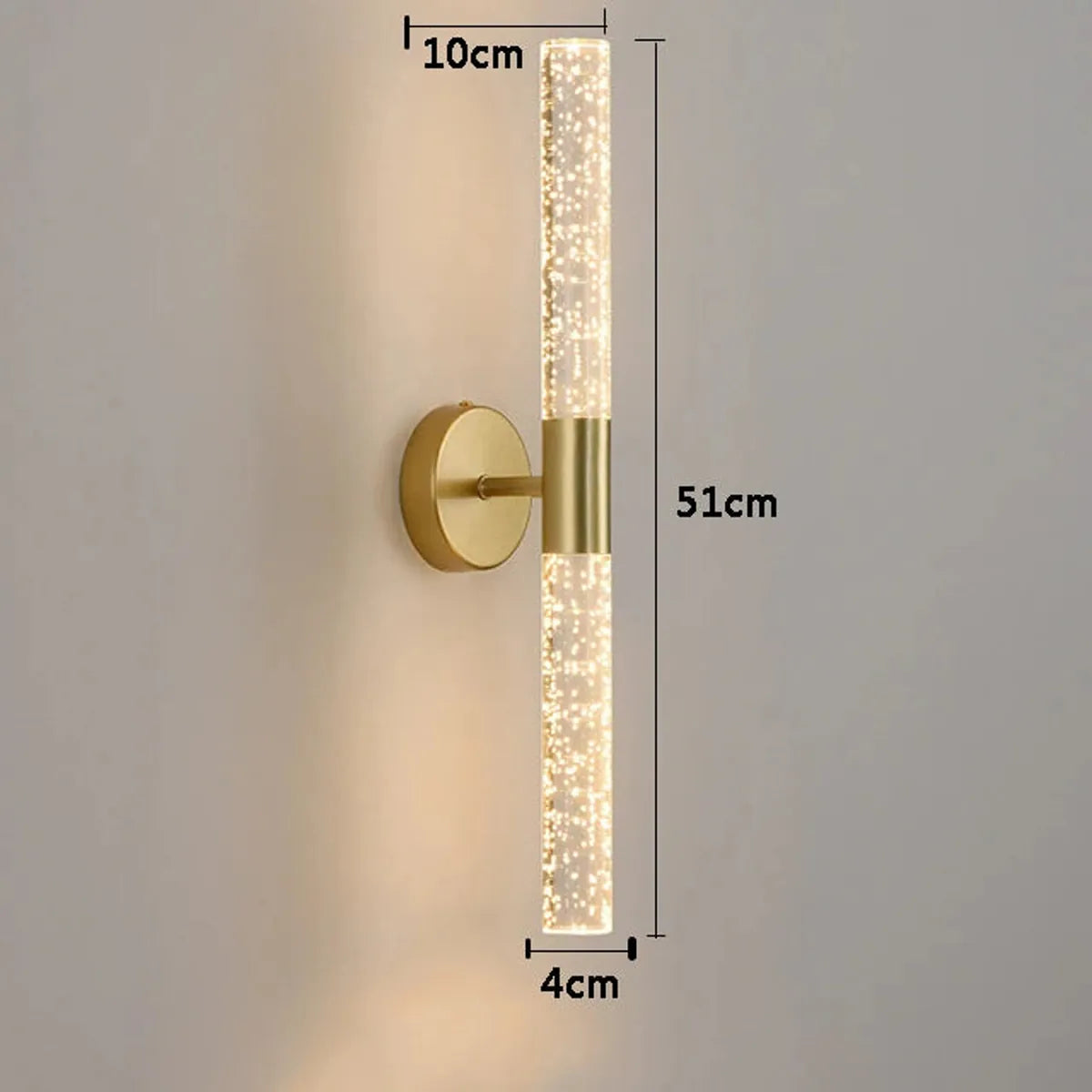LED-Wandleuchte Nordic Crystal Bubble Rod – Aluminiumsockel, nach oben und unten gerichtete Beleuchtung, Schwarz/Gold