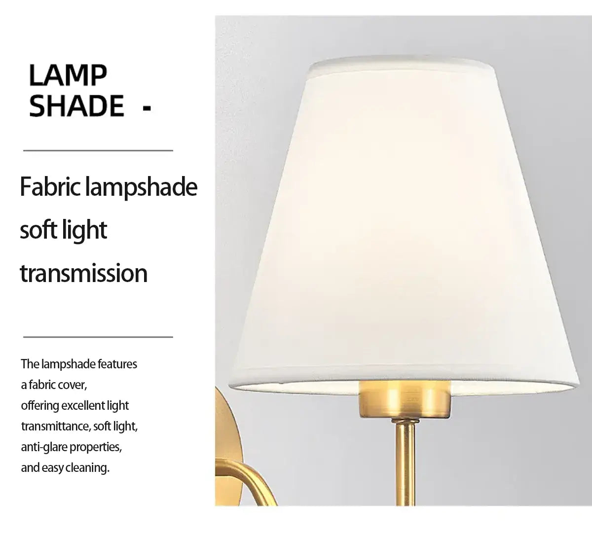 Nordische Stoffwandleuchte – Modernes Design aus Eisen und Stoff, E26/E27-Leuchtmittel, eleganter Schwanenhals, Festanschluss