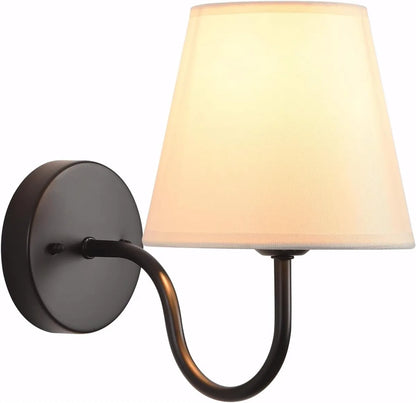 Nordische Stoffwandleuchte – Modernes Design aus Eisen und Stoff, E26/E27-Leuchtmittel, eleganter Schwanenhals, Festanschluss