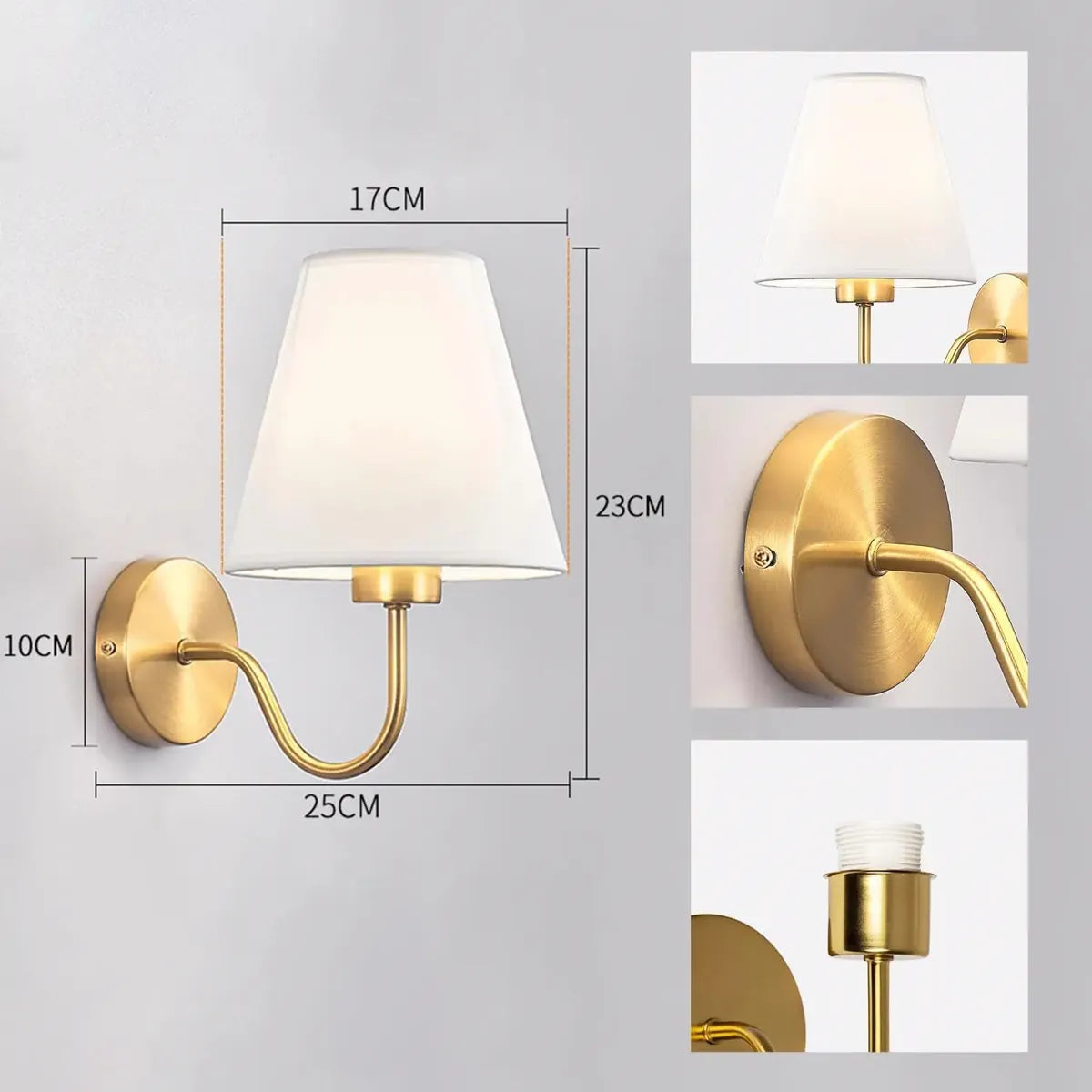 Nordische Stoffwandleuchte – Modernes Design aus Eisen und Stoff, E26/E27-Leuchtmittel, eleganter Schwanenhals, Festanschluss