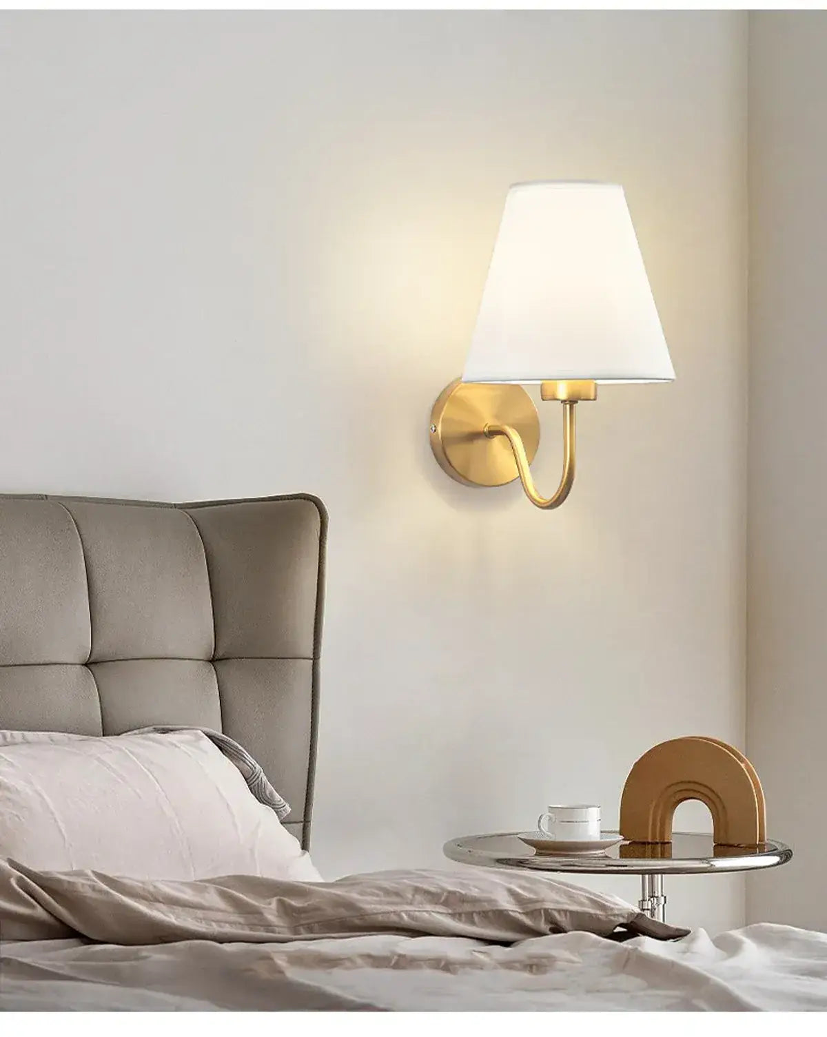 Nordische Stoffwandleuchte – Modernes Design aus Eisen und Stoff, E26/E27-Leuchtmittel, eleganter Schwanenhals, Festanschluss