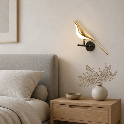 Applique murale LED Oiseau d'or nordique - Angle réglable, design créatif