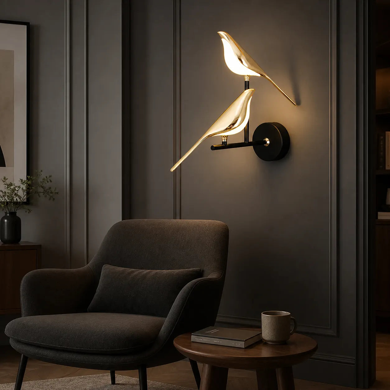 Applique murale LED Oiseau d'or nordique - Angle réglable, design créatif