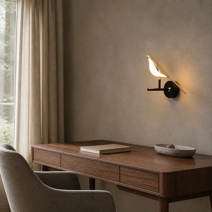 Applique murale LED Oiseau d'or nordique - Angle réglable, design créatif