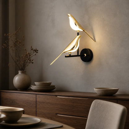 Applique murale LED Oiseau d'or nordique - Angle réglable, design créatif