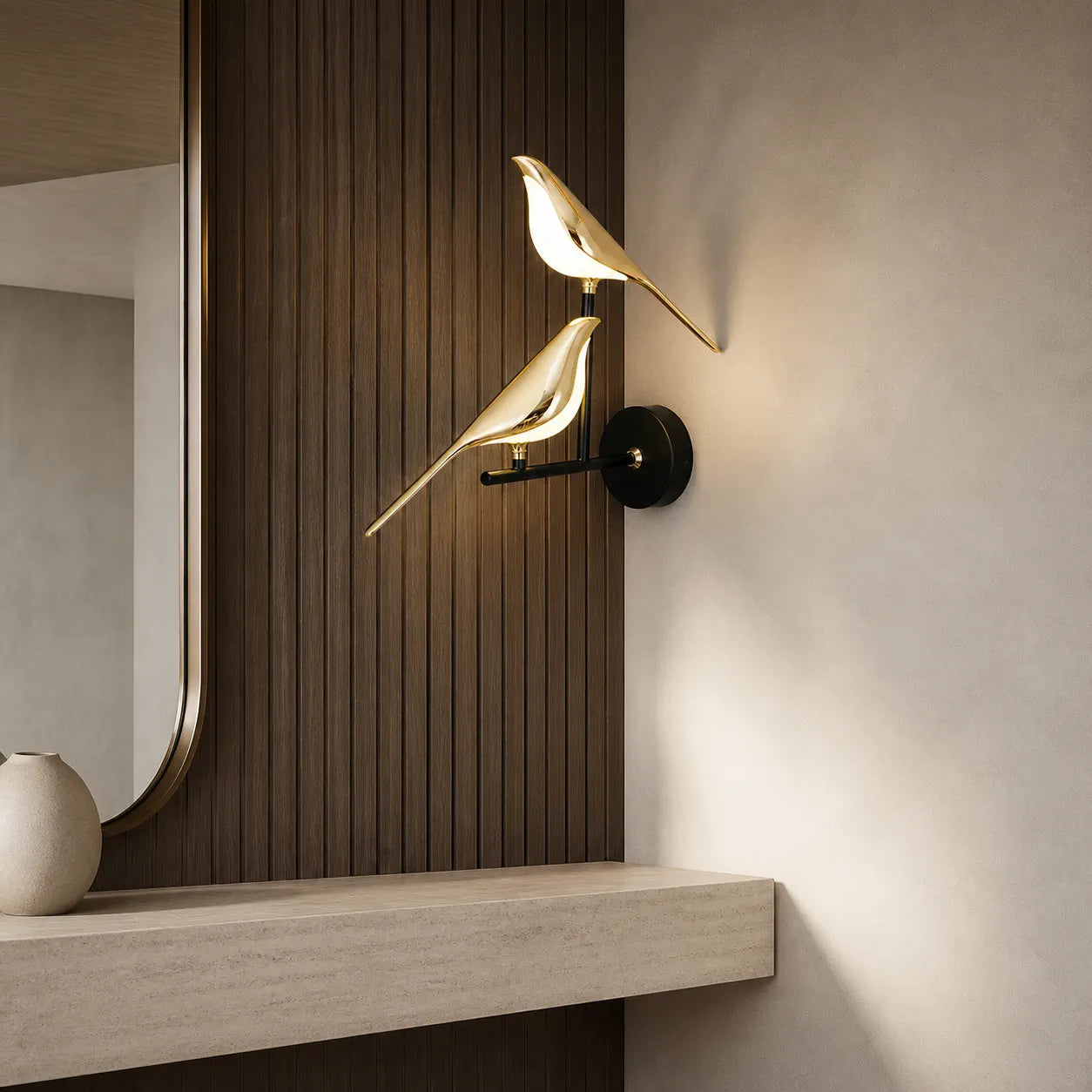 Applique murale LED Oiseau d'or nordique - Angle réglable, design créatif