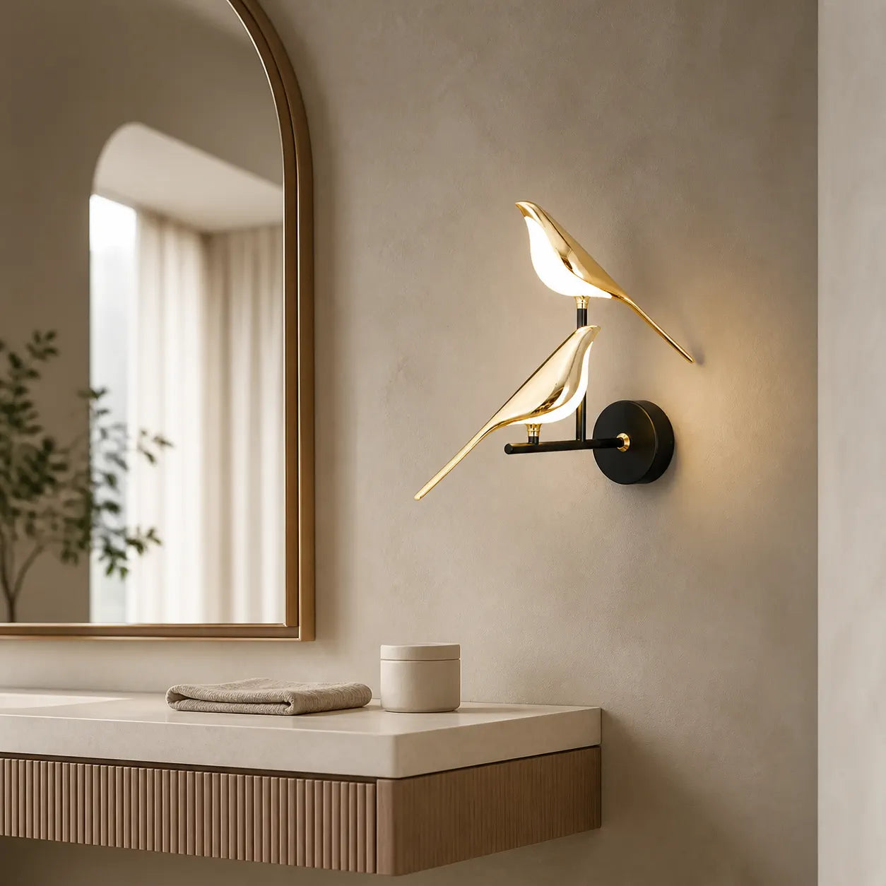 Applique murale LED Oiseau d'or nordique - Angle réglable, design créatif