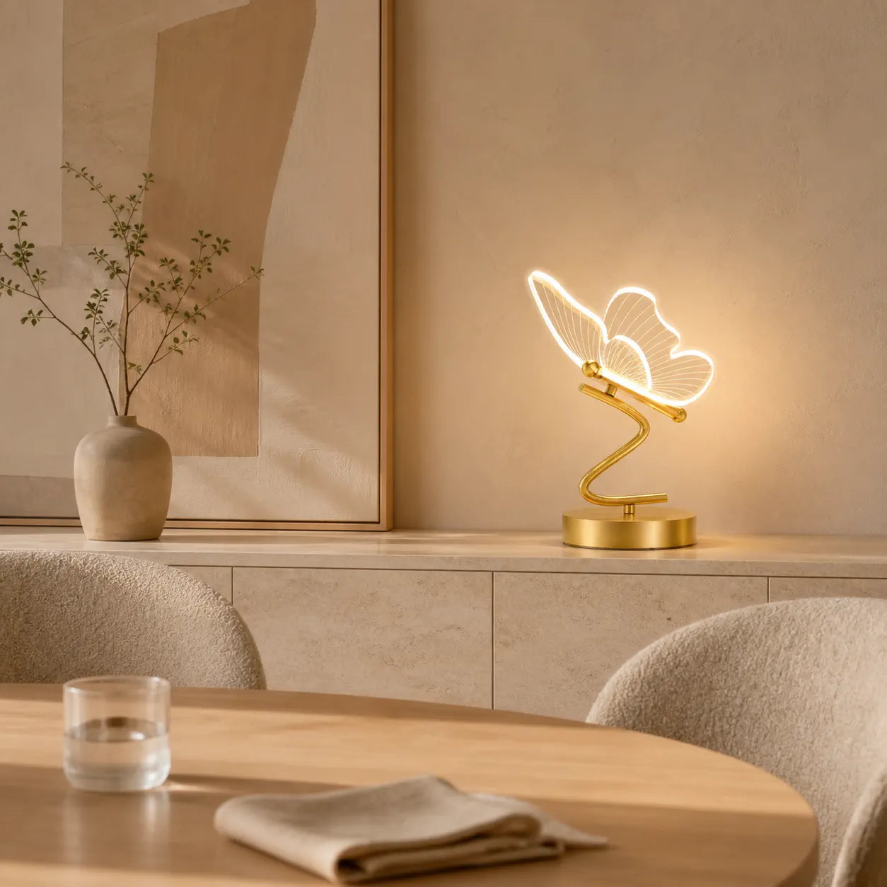 Nordische LED-Tischleuchte „Goldener Schmetterling“ – Dreifarbig, für Nachttisch und Schreibtisch
