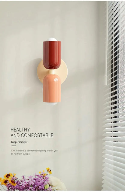 Nordic LED Wall Lamps Modern Minimalist Cream Double Head Lights For Bedroom Bedside