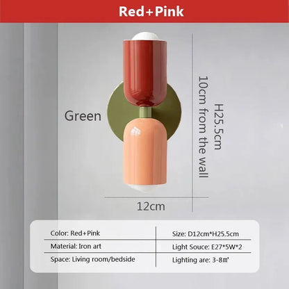 Nordic LED Wall Lamps Modern Minimalist Cream Double Head Lights For Bedroom Bedside