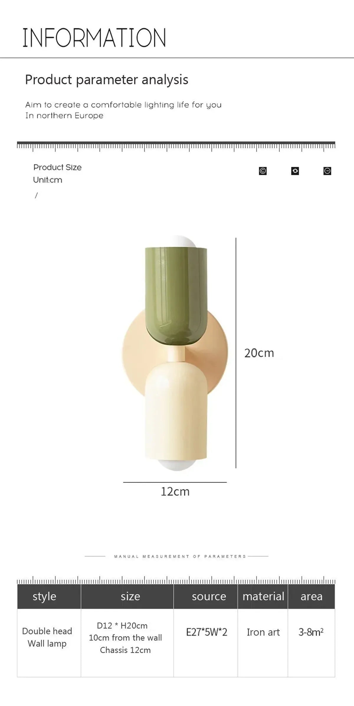 Nordic LED Wall Lamps Modern Minimalist Cream Double Head Lights For Bedroom Bedside