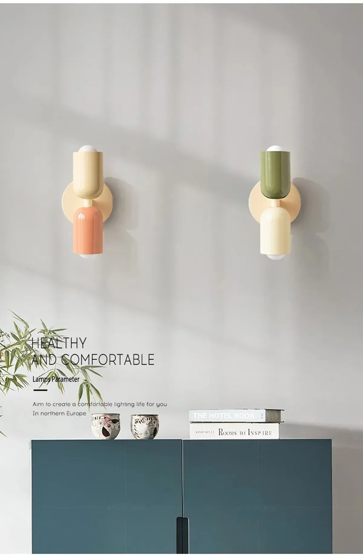 Nordic LED Wall Lamps Modern Minimalist Cream Double Head Lights For Bedroom Bedside