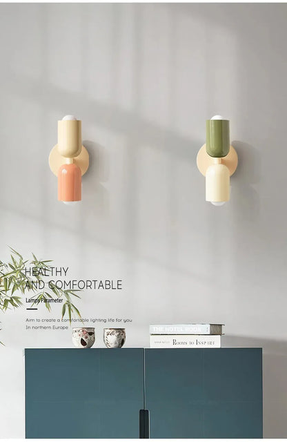 Nordic LED Wall Lamps Modern Minimalist Cream Double Head Lights For Bedroom Bedside