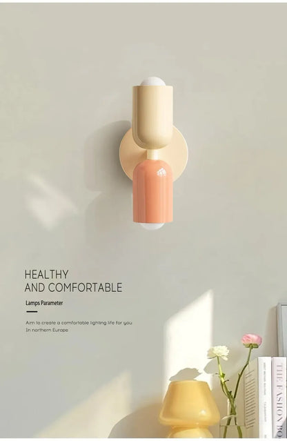 Nordic LED Wall Lamps Modern Minimalist Cream Double Head Lights For Bedroom Bedside