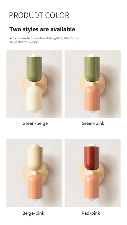 Nordic LED Wall Lamps Modern Minimalist Cream Double Head Lights For Bedroom Bedside