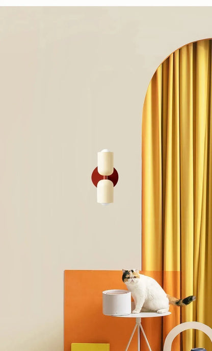 Nordic LED Wall Lamps Modern Minimalist Cream Double Head Lights For Bedroom Bedside