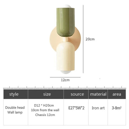 Nordic LED Wall Lamps Modern Minimalist Cream Double Head Lights For Bedroom Bedside