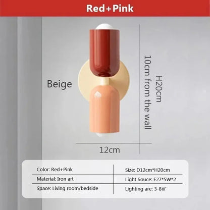 Nordic LED Wall Lamps Modern Minimalist Cream Double Head Lights For Bedroom Bedside