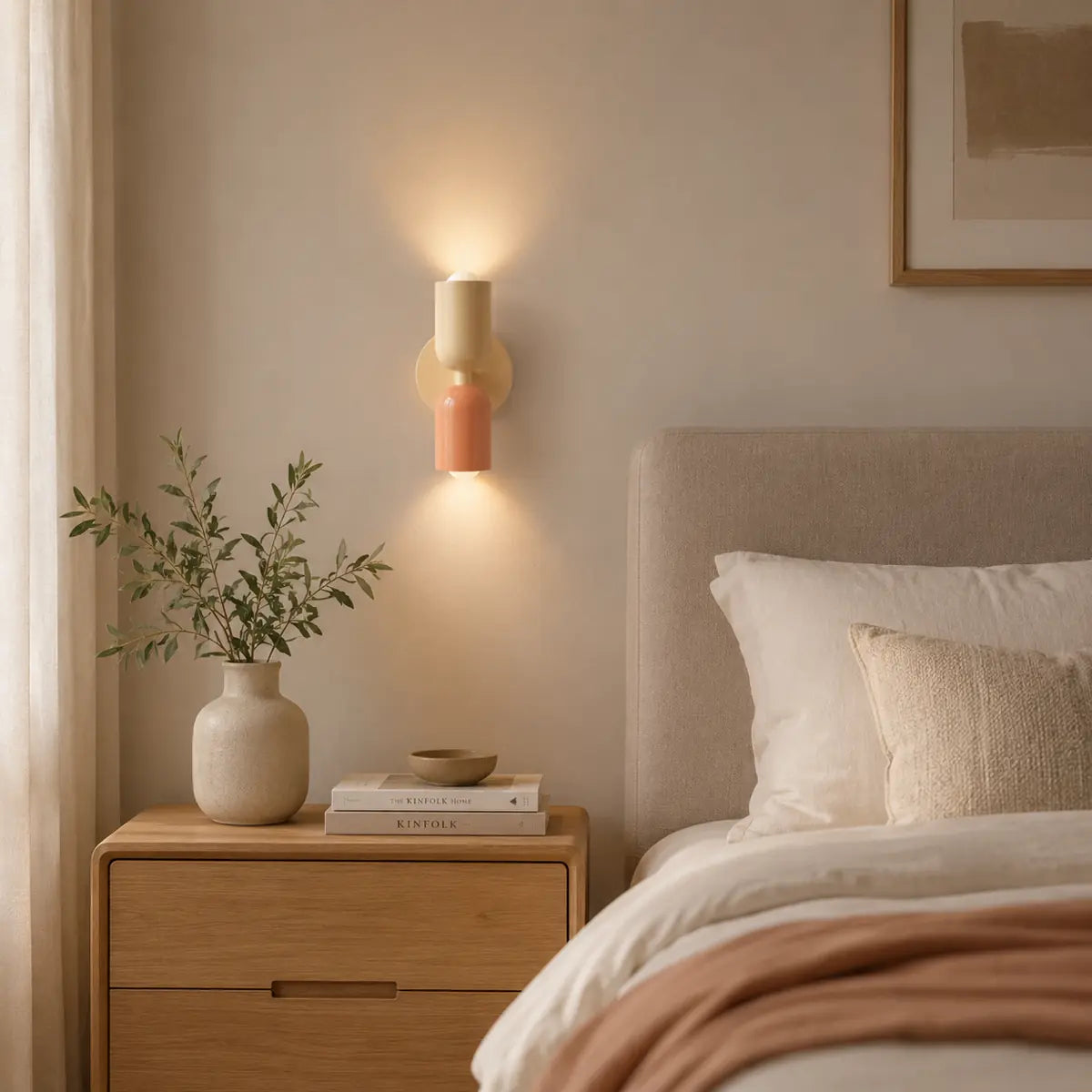Nordic Cream Double Head LED Wall Lamp - Up Down Lighting, E27 Base