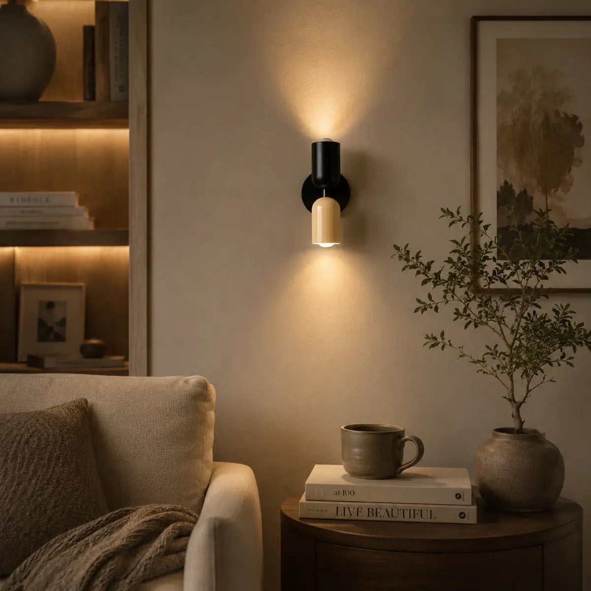 Nordic Cream Double Head LED Wall Lamp - Up Down Lighting, E27 Base