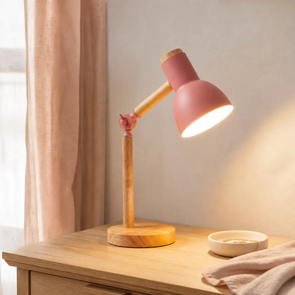 Nordische LED-Tischleuchte aus Holz – 5 Farben, drehbarer Kopf, E26/E27, verschiedene Steckeroptionen