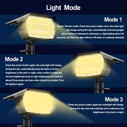 Outdoor 72/68 LEDs Solar Landscape Spotlight Waterproof 3 Modes Solar Garden Lights