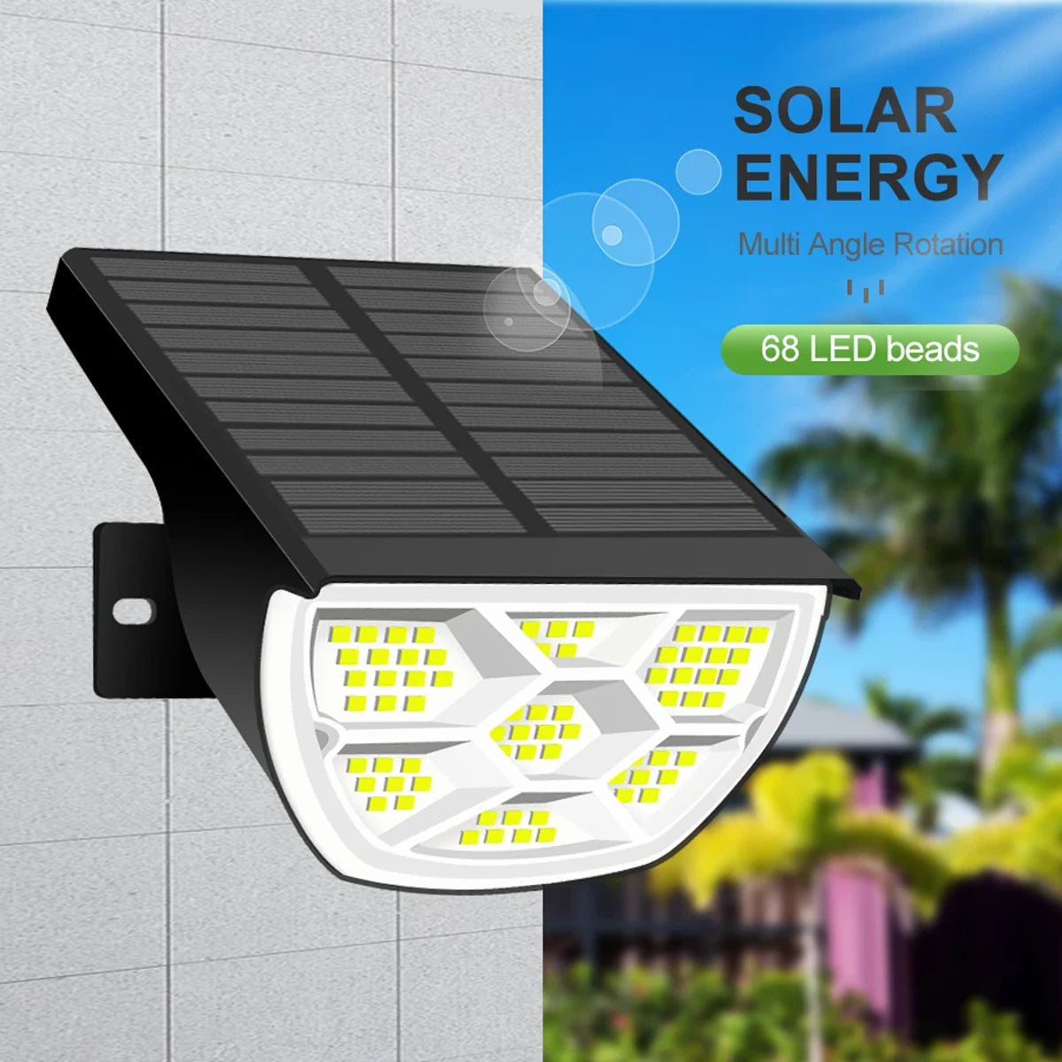 Outdoor 72/68 LEDs Solar Landscape Spotlight Waterproof 3 Modes Solar Garden Lights