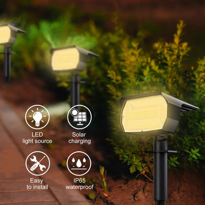Outdoor 72/68 LEDs Solar Landscape Spotlight Waterproof 3 Modes Solar Garden Lights