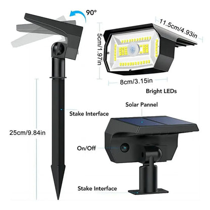 Outdoor 72/68 LEDs Solar Landscape Spotlight Waterproof 3 Modes Solar Garden Lights