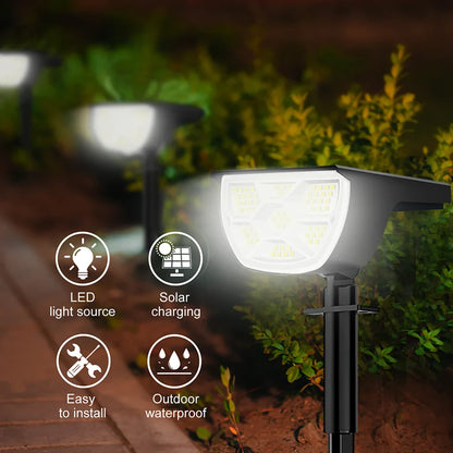 Outdoor 72/68 LEDs Solar Landscape Spotlight Waterproof 3 Modes Solar Garden Lights