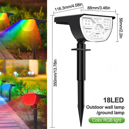 Outdoor 72/68 LEDs Solar Landscape Spotlight Waterproof 3 Modes Solar Garden Lights