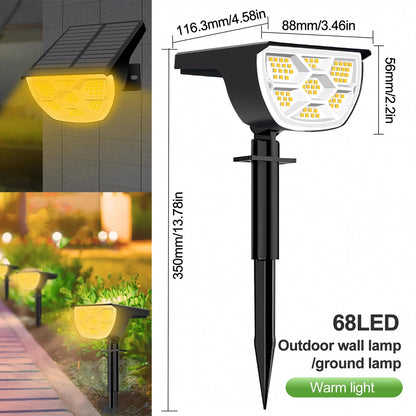 Outdoor 72/68 LEDs Solar Landscape Spotlight Waterproof 3 Modes Solar Garden Lights