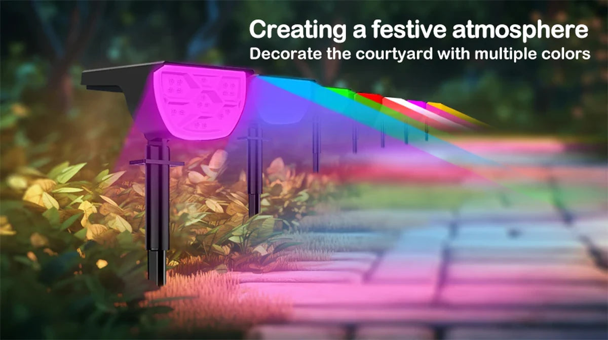 Outdoor 72/68 LEDs Solar Landscape Spotlight Waterproof 3 Modes Solar Garden Lights