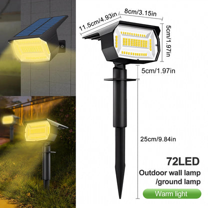 Outdoor 72/68 LEDs Solar Landscape Spotlight Waterproof 3 Modes Solar Garden Lights