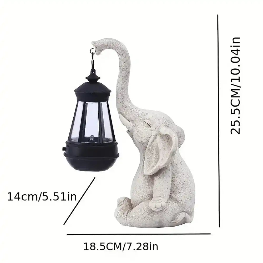 Outdoor Garden Elephant Statue With Waterproof Solar Lantern Light