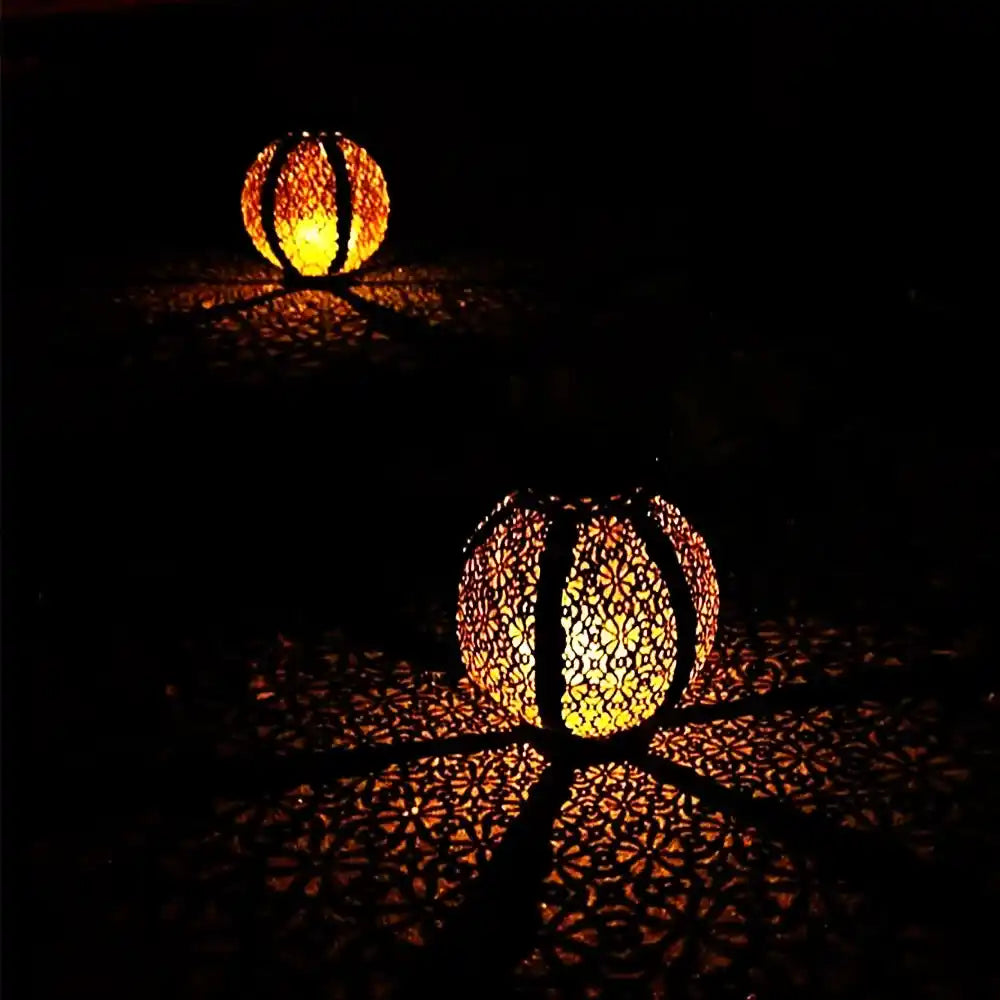 Outdoor Garden Solar Light Iron Art Hollow Lantern Hanging Light Waterproof