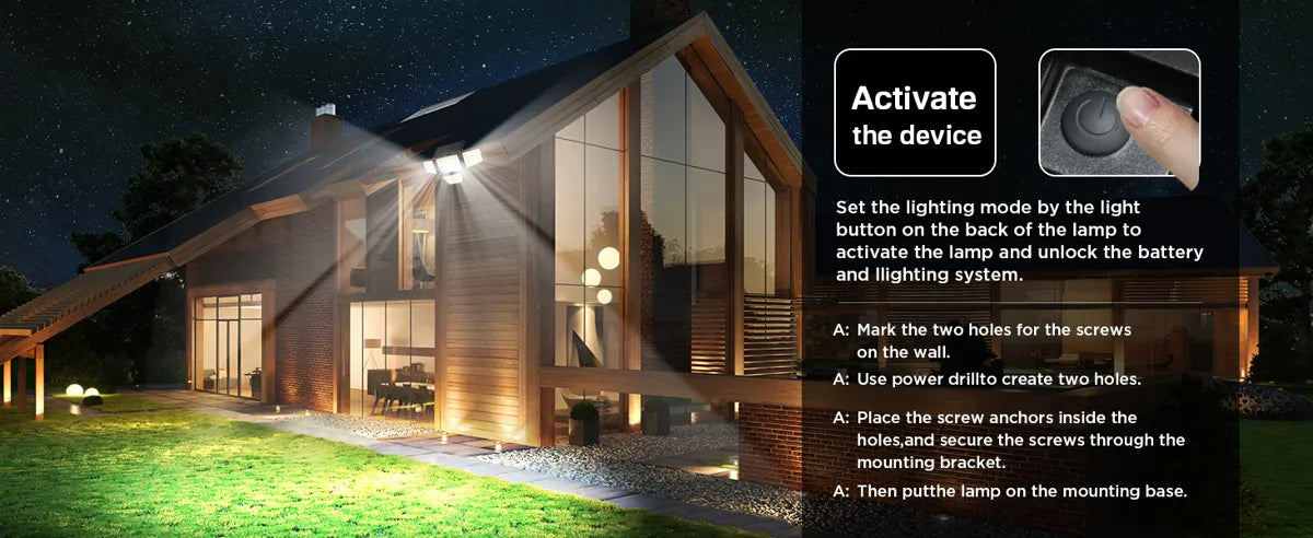 Outdoor Solar Flood Lights 3000LM 188 LED Motion Sensor Security Lights for Backyard