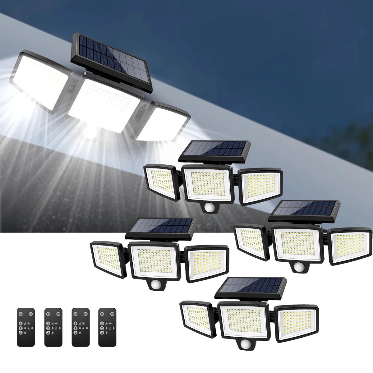 Outdoor Solar LED Wall Light with 200+ LEDs Waterproof and Motion Sensor Security Light