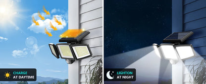 Outdoor Solar LED Wall Light with 200+ LEDs Waterproof and Motion Sensor Security Light